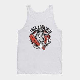 Retro Halloween Trick-or-Treat Goat with a Baseball Bat Tank Top